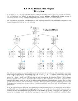 CS 1XA3 Winter 2016 Project Tic-tac-toe