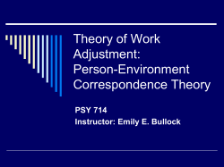 Theory of Work Adjustment: Person-Environment