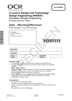 OCR A Level Design and Technology: Design Engineering H404/01