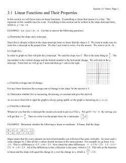 3.1 Linear Functions and Their Properties