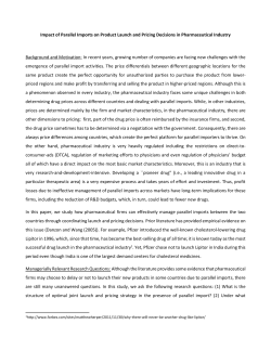 Impact of Parallel Imports on Product Launch and Pricing Decisions