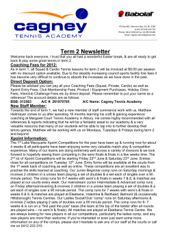 Term 1 Newsletter - Cagney Tennis Academy