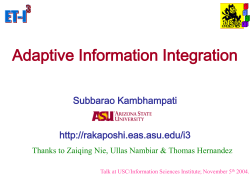 Adaptive Information Integration - Subbarao Kambhampati
