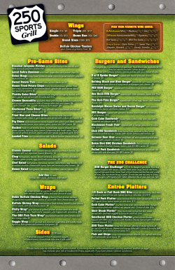 Pre-Game Bites Salads Wraps Burgers and