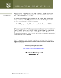 Assessing Fiscal Space: An Initial Consistent Set of considerations