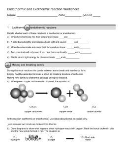 Endothermic and Exothermic reaction Worksheet Name