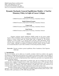 Dynamic Stochastic General Equilibrium Models