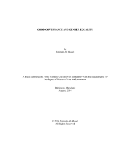 GOOD GOVERNANCE AND GENDER EQUALITY by