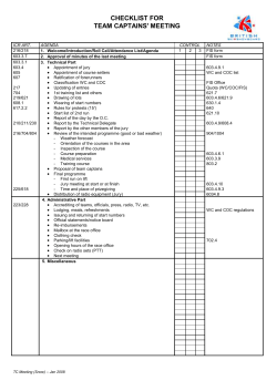 Checklist for Team Captains` Meeting
