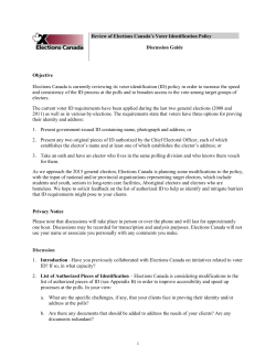 Review of Elections Canada`s Voter Identification Policy Discussion