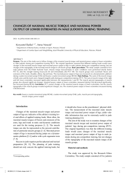changes of maximal muscle torque and maximal power output of