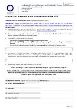 Proposal for a new Cochrane Intervention Review Title