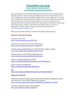 Japanese Internment Camps - Teachers College Reading and
