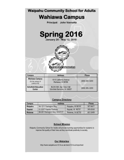 Schedule of Classes - Waipahu Community School for Adults