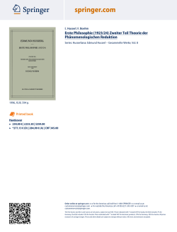 Erste Philosophie (1923/24) Zweiter Teil Theorie der