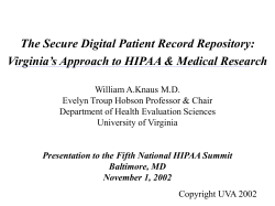 Presentation to the Fifth National HIPAA Summit Baltimore, MD
