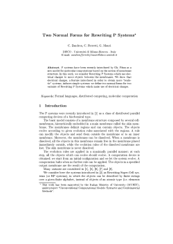 Two Normal Forms for Rewriting P Systems* C. Zandron, C. Ferretti
