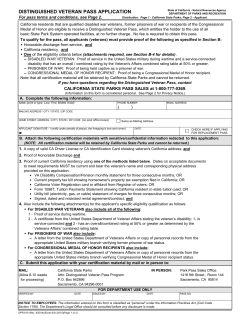 DISTINGUISHED VETERAN PASS APPLICATION