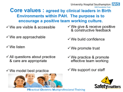 core values for all clinical leaders within the birth