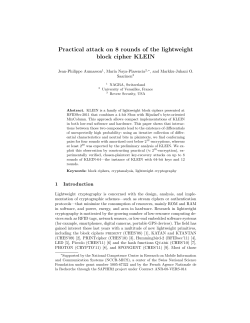 Practical attack on 8 rounds of the lightweight block cipher KLEIN