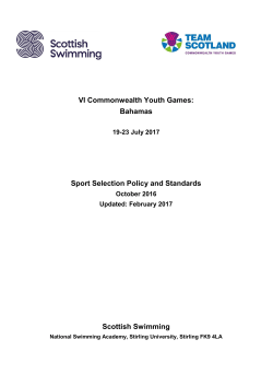 Selection Policy Commonwealth Youth Games 2017 FINAL