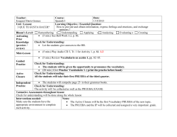 Teacher: Ezequiel Dario Gomez Course: Spanish I Date: 1/14/2013