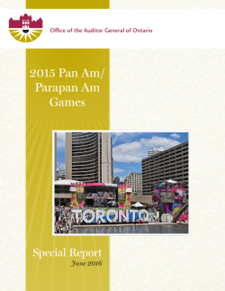 2015 Pan Am/Parapan Am Games - Office of the Auditor General of