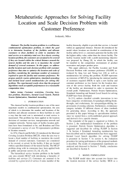 Metaheuristic Approaches for Solving Facility Location