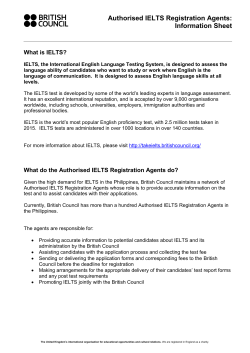 Information Sheet for IELTS Authorised Registration Agents