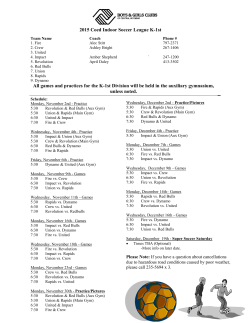 2015 Coed Indoor Soccer League K-1st All games and practices for