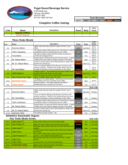 Puget Sound Beverage Service Complete Coffee Listing