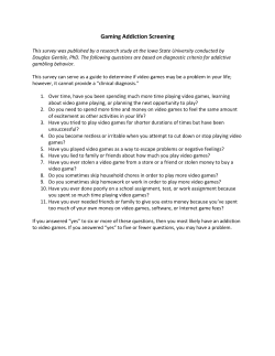 Gaming Addiction Screening