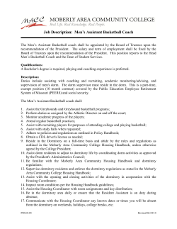 Job Description: Men`s Assistant Basketball Coach