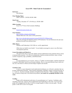 ECON 1078-004 Math Tools for Economists I