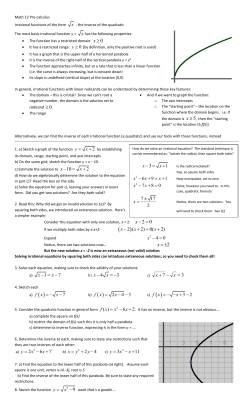 Math 12 Pre-calculus Irrational functions of the form
