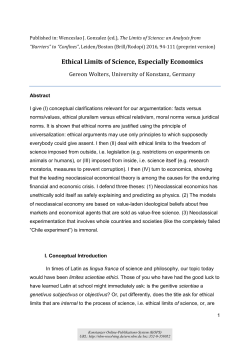 Ethical Limits of Science, Especially Economics
