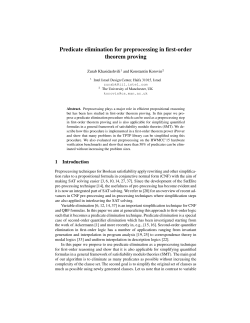 Predicate elimination for preprocessing in first