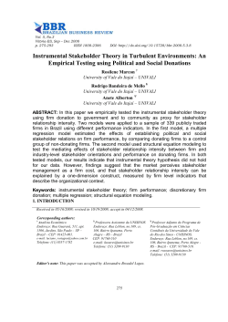 Instrumental Stakeholder Theory in Turbulent Environments: An