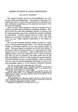 Burden of Proof in Labor Arbitrations
