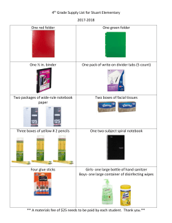 4th Grade Supply List for Stuart Elementary 2017