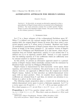 ALTERNATIVE APPROACH FOR SIEGEL`S LEMMA 1. Introduction
