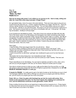 May 10 Let`s Talk &ldquo;Next, Try This״ Psalm 5:1-3