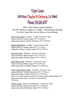 2010 &ndash; 2011 S eason League S chedule A ll start