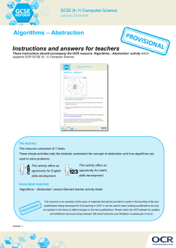 OCR GCSE (9-1) Computer Science, Algorithms &ndash; Abstraction