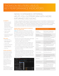 THOMSON REUTERS I/B/E/S KEY PERFORMANCE INDICATORS