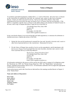 Notice of Dispute