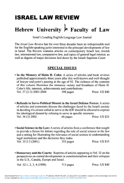 ISRAEL LAW REVIEW Hebrew University r Faculty of Law