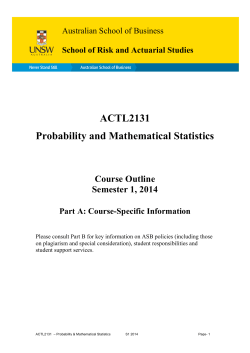 ACTL2131 Probability and Mathematical Statistics