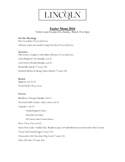 Easter Menu 2016 - Lincoln Pasadena