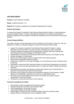 Job Description - North Shore Academy